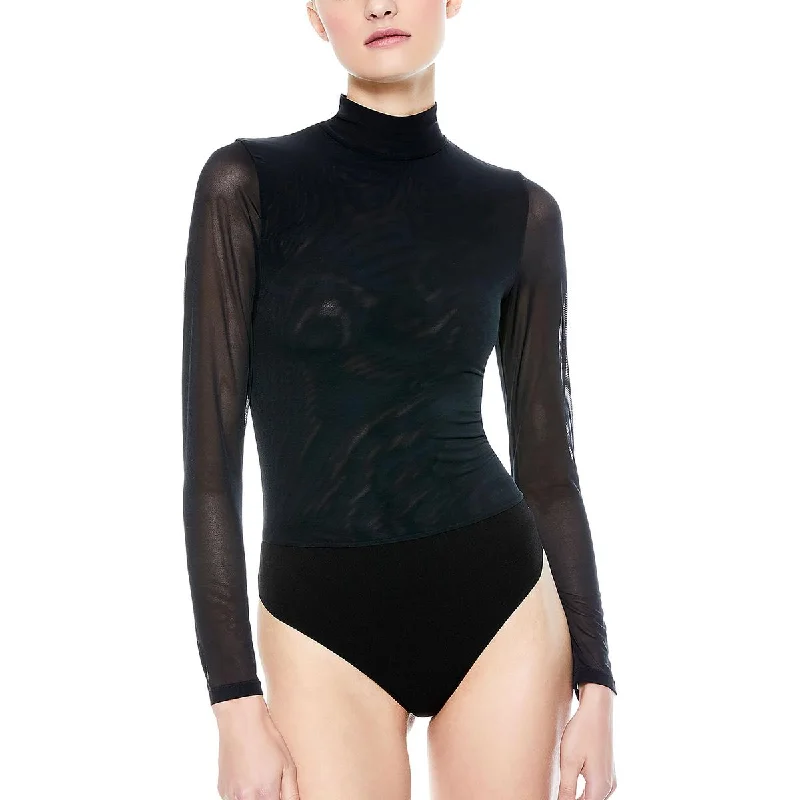 Alice and Olivia Womens Mesh Thong Bodysuit