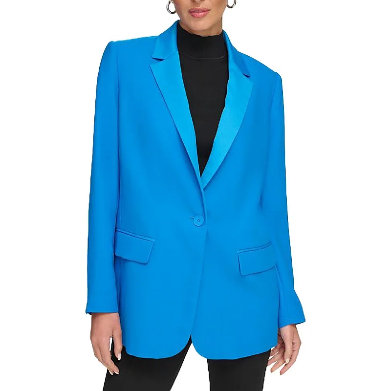 Womens Solid Office One-Button Blazer